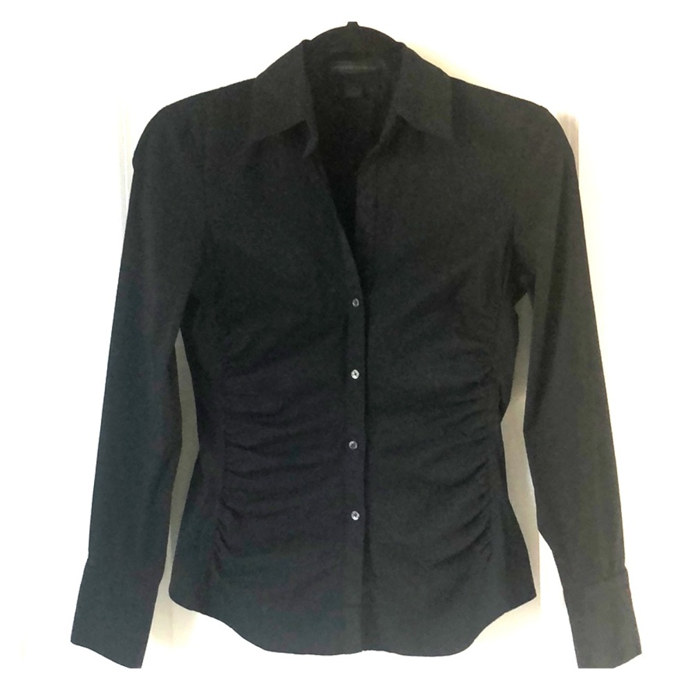 Express - black shirt with ruching on the sides.